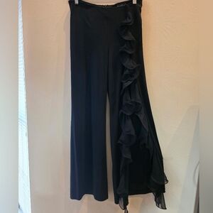 bebe Black Wide Leg Ruffle Pants
